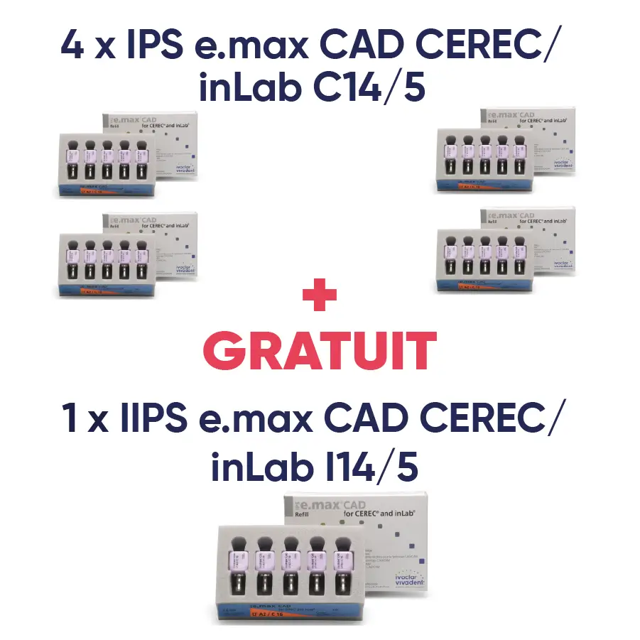 Pachet promo 4 +1 GRATUIT x IPS e.max CAD CEREC/inLab C14/5 - I12/5, Ivoclar - Alege din oferta DoriotDent