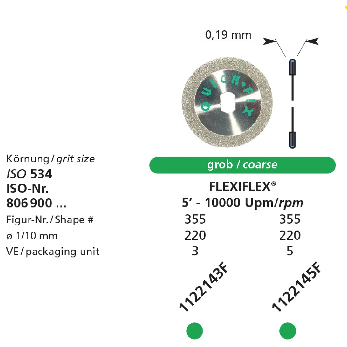 Disc diamantat FLEXIFLEX medie pentru mandrena QUICK-FIX DFS - Alege din oferta DoriotDent