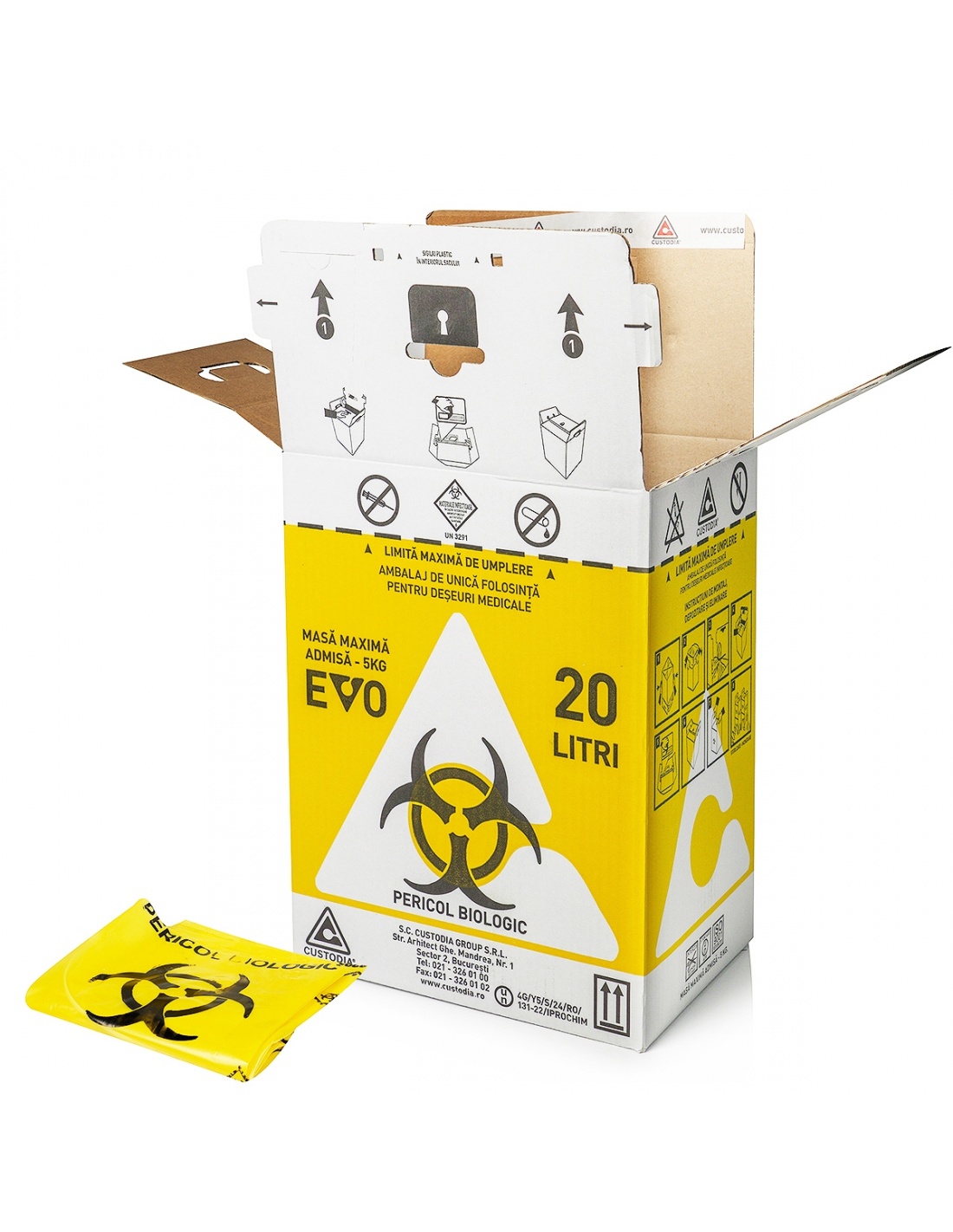 Cutii din Carton pentru Deșeuri Infecțioase 20 litri | Siguranță & Conformitate
