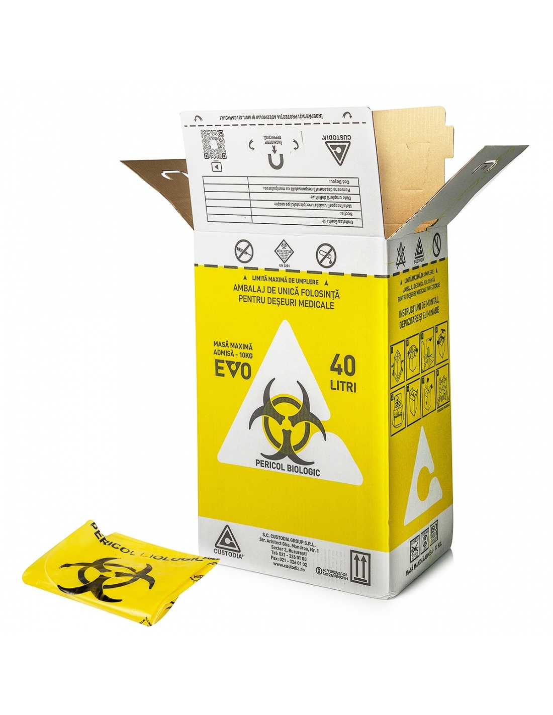 Cutii din Carton pentru Deșeuri Infecțioase 40 litri | Siguranță & Conformitate