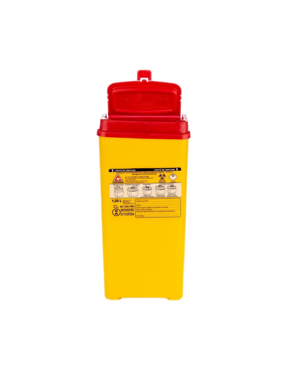 Recipient plastic pentru deseuri intepatoare taietoare - 1.5 litri