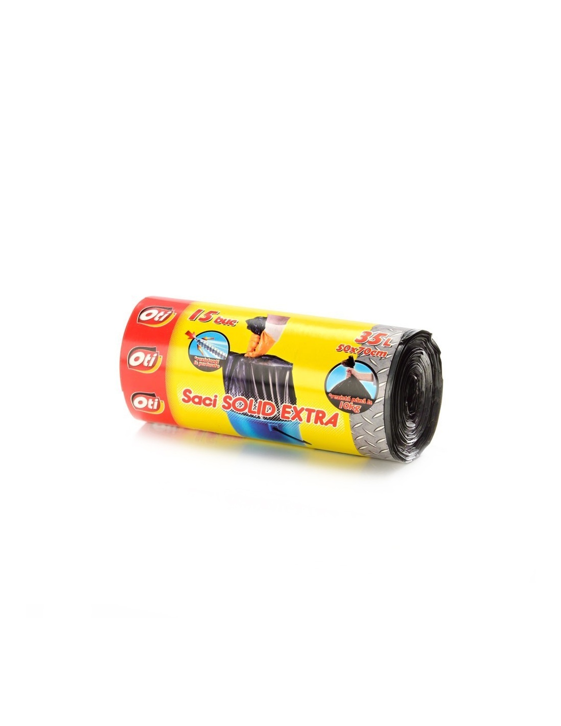 Saci menaj SOLID EXTRA, 35 l., negru, 50x70 cm., 15 buc./rola