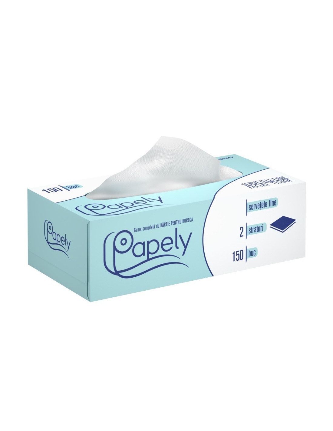 Servetel facial, alb, 2 straturi Papely - 150 buc