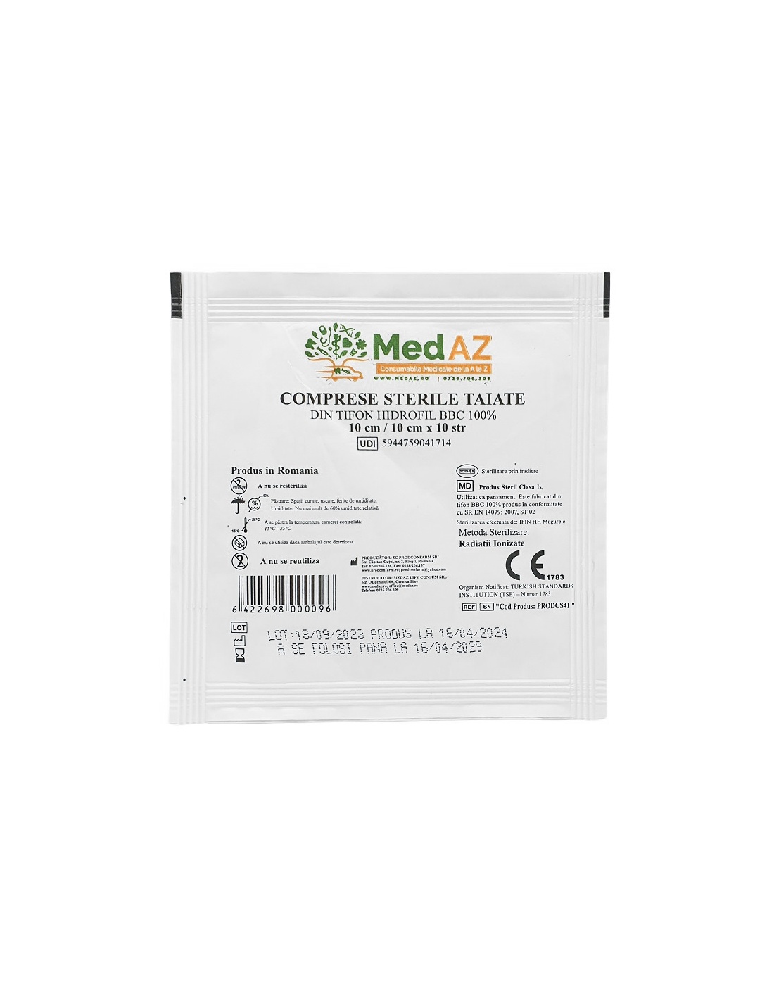 Comprese tifon sterile 10 x 10 cm x 10 straturi