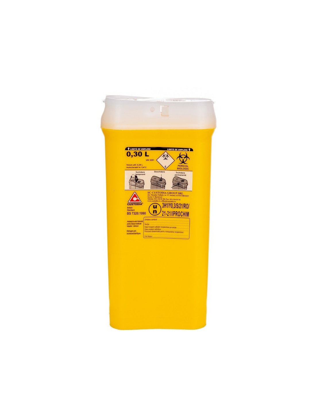 Recipient plastic pentru deseuri intepatoare - 0.3 litri