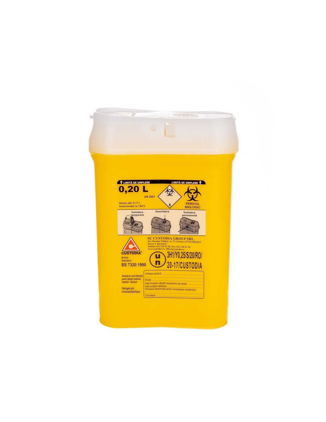 Recipient plastic pentru deseuri intepatoare - 0.2 litri