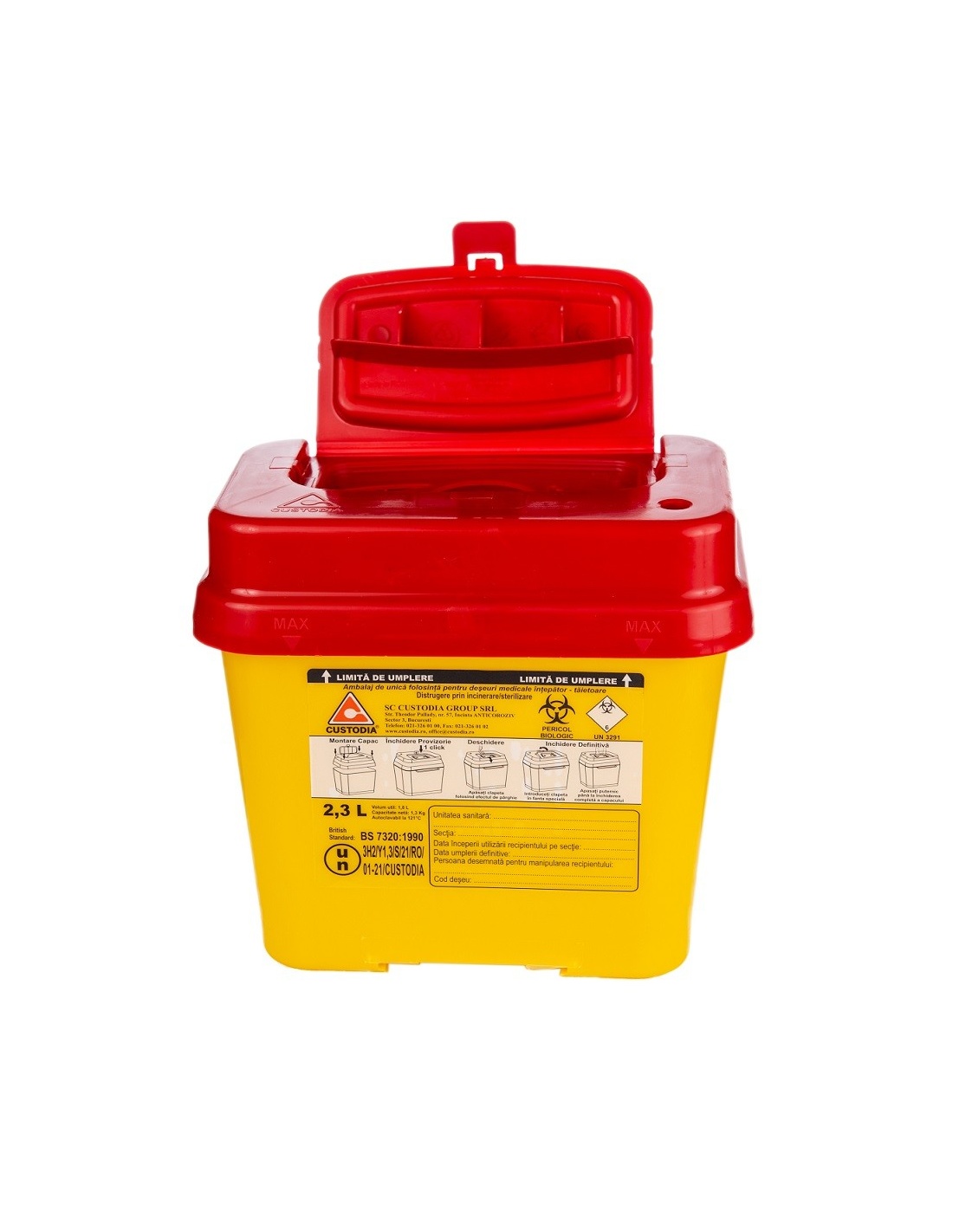 Recipient plastic pentru deseuri intepatoare - 2.3 litri
