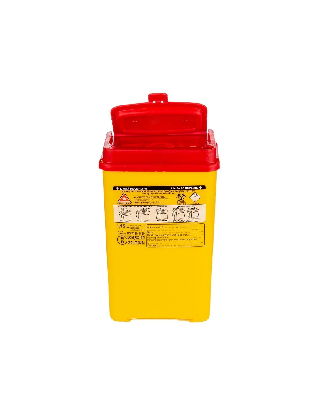 Recipient plastic pentru deseuri intepatoare - 1.15 litri