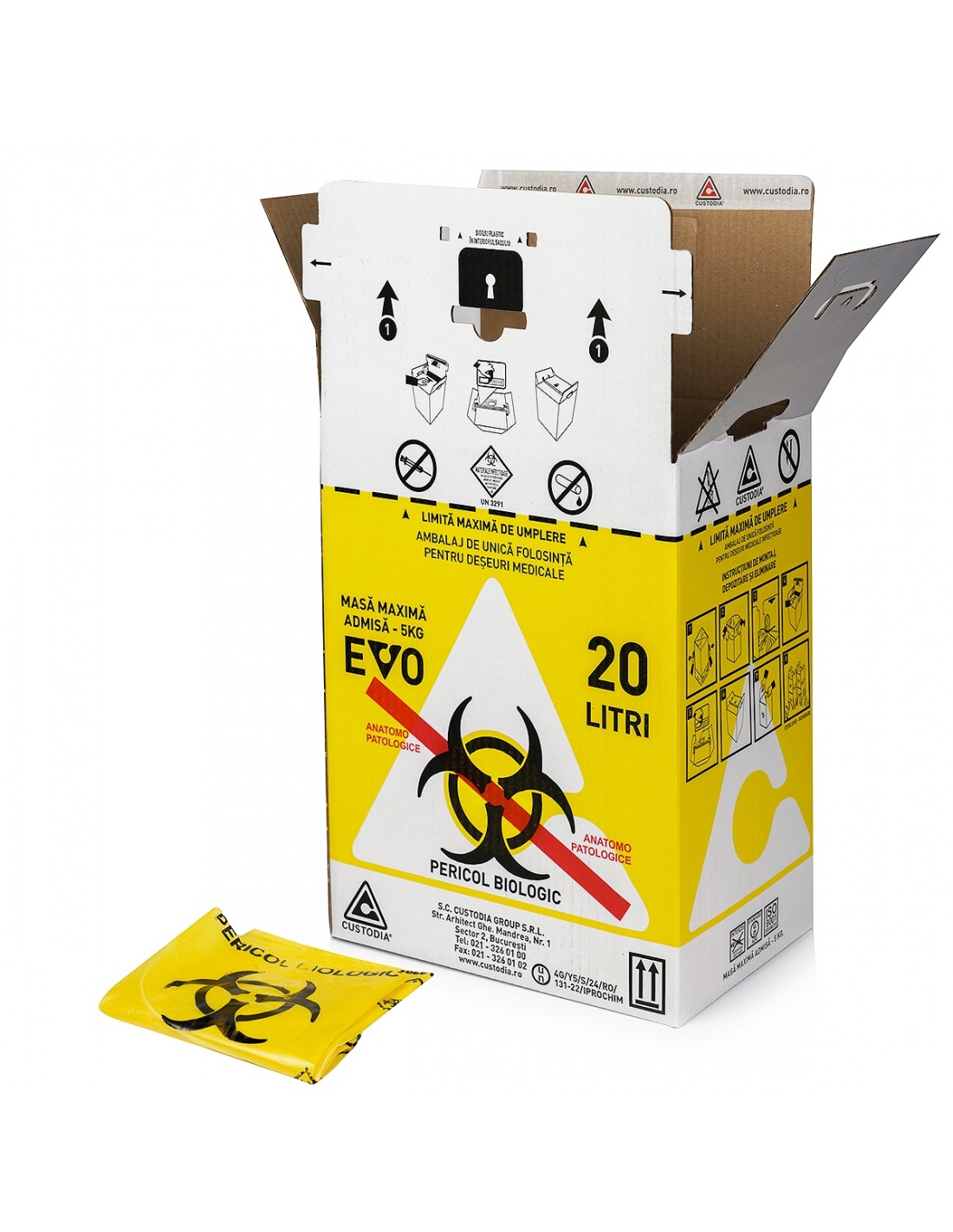 Cutii din Carton pentru Deșeuri Infecțioase 20 litri | Siguranță & Conformitate