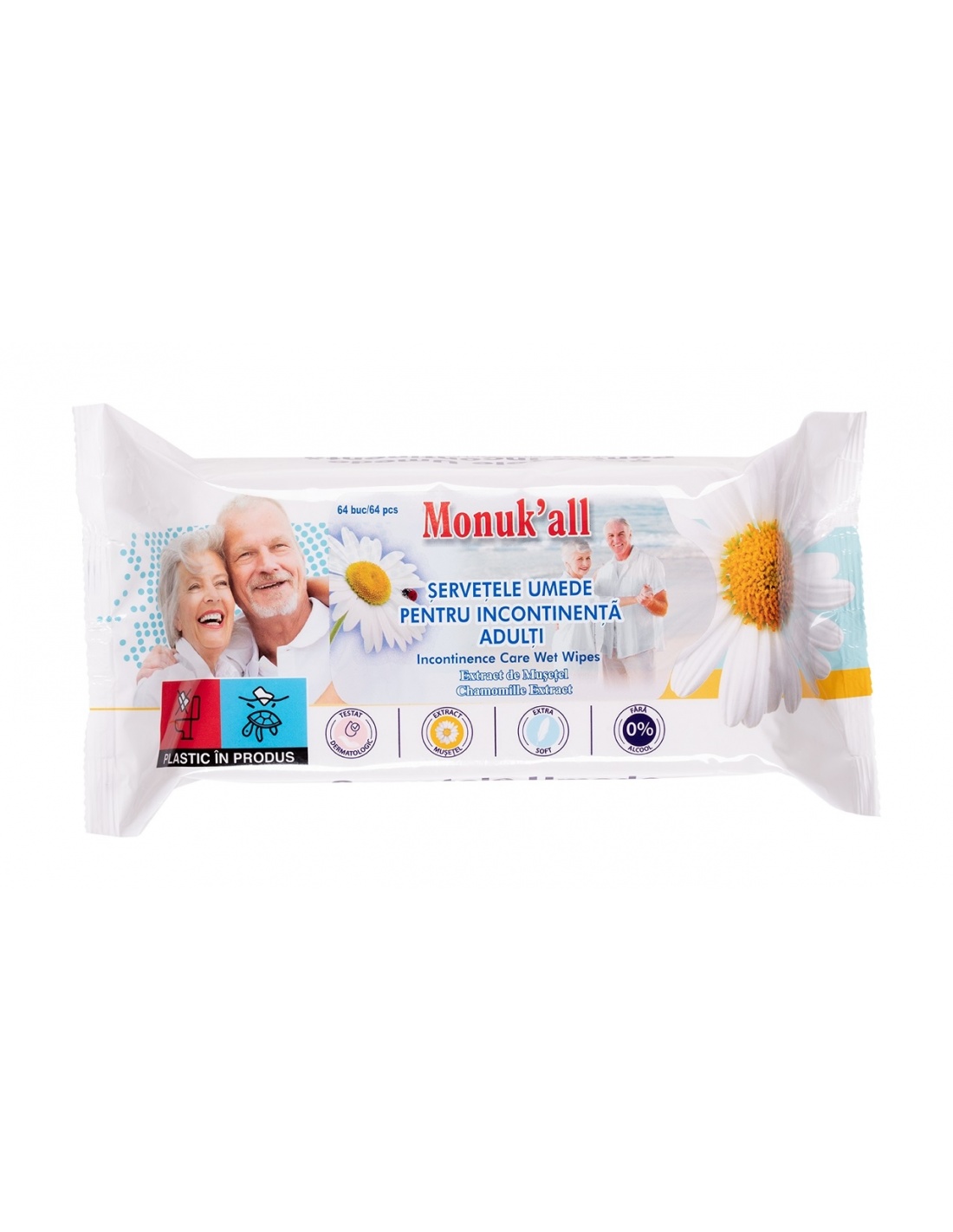 Servetele umede incontinenta - Monuk'all - 64 buc