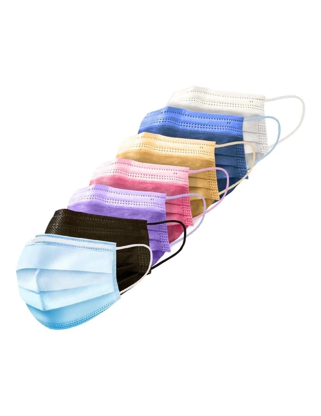 Masti medicale 3 straturi cu elastic IIR COLORATE - 50 buc