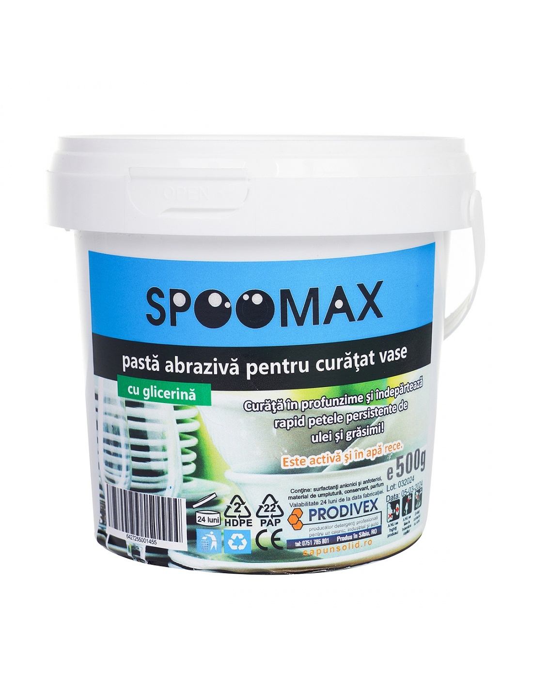 Spoomax - Pasta pentru curatat vase cu glicerina - 500 grame