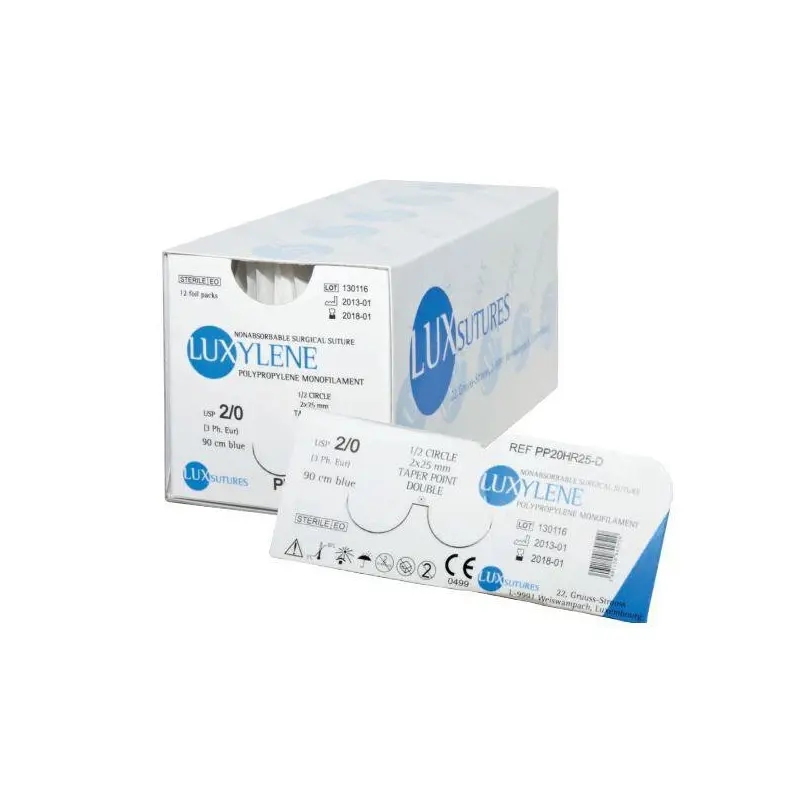 Sutura LUXYLENE PP cu ac (1 fir) Grosime 3/0 Lungime ac 20 mm 1/2 Sectiune ac rotund