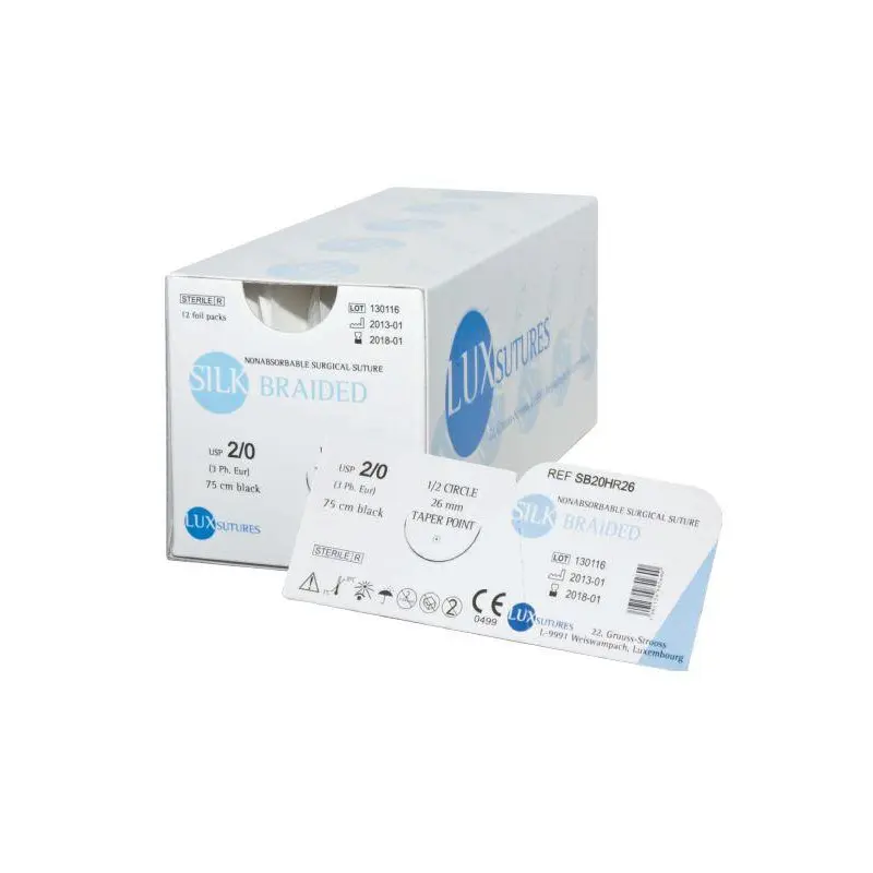 LUX SILK Needle suture Width 2/0 Needle length 20 mm 1/2 Needle section  round