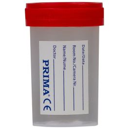 Recipient urocultor steril 60 ml, PRIMA, capac rosu, polipropilena, transparent