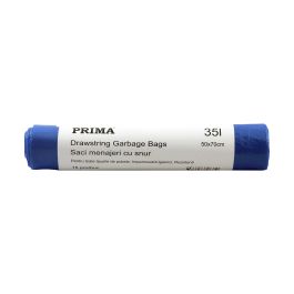 Saci menajeri albastri HPDE, PRIMA, 35L, cu snur, 50x70cm, 15buc