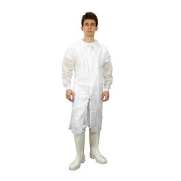 Halat de protectie tip laborator, cu fermoar, SMMS, alb, PRIMA, XL/XXL