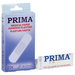 Plasturi hipoalergenici din hartie PRIMA, 19x72 mm, 20 bucati, pachet compact