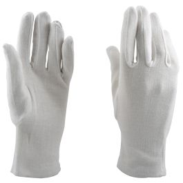 Manusi tricotate Interlock din bumbac, PRIMA. albe, marimi S/M/L