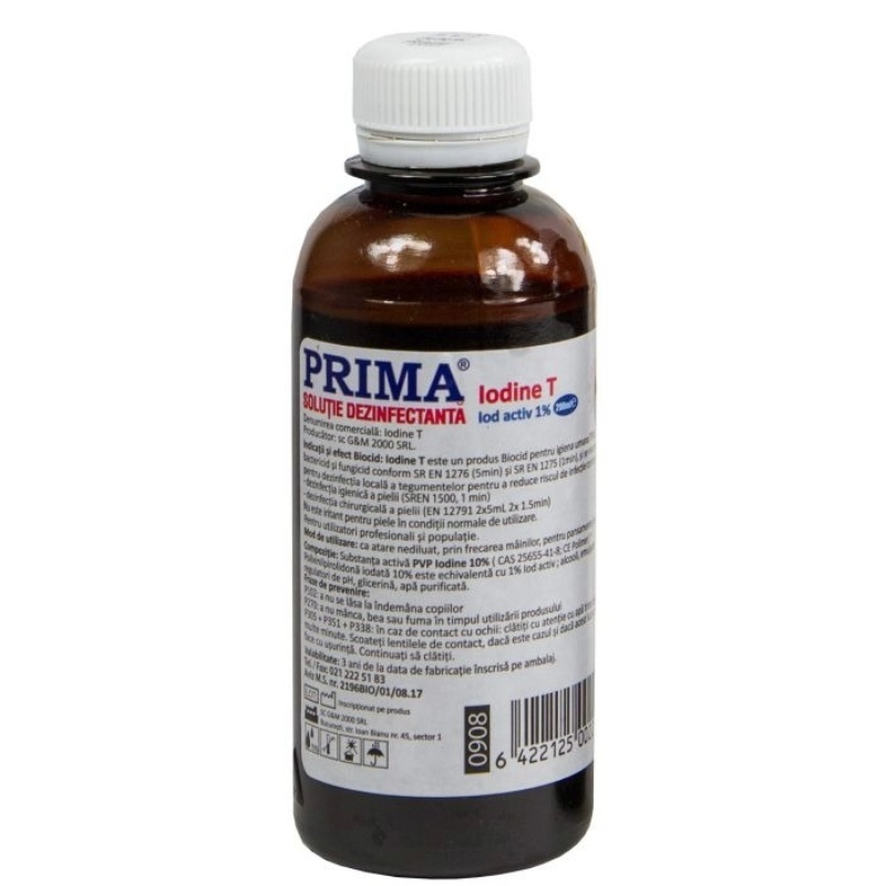 Solutie dezinfectanta tegument polivinilpirolidona iodata 10%, 200ml Prima