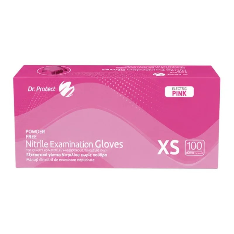 Manusi examinare nitril electric pink nepudrate marimea XS Dr. Protect