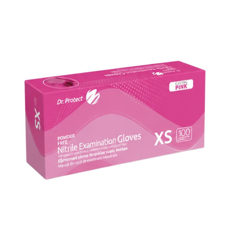 Manusi examinare nitril electric pink nepudrate marimea XS Dr.Protect